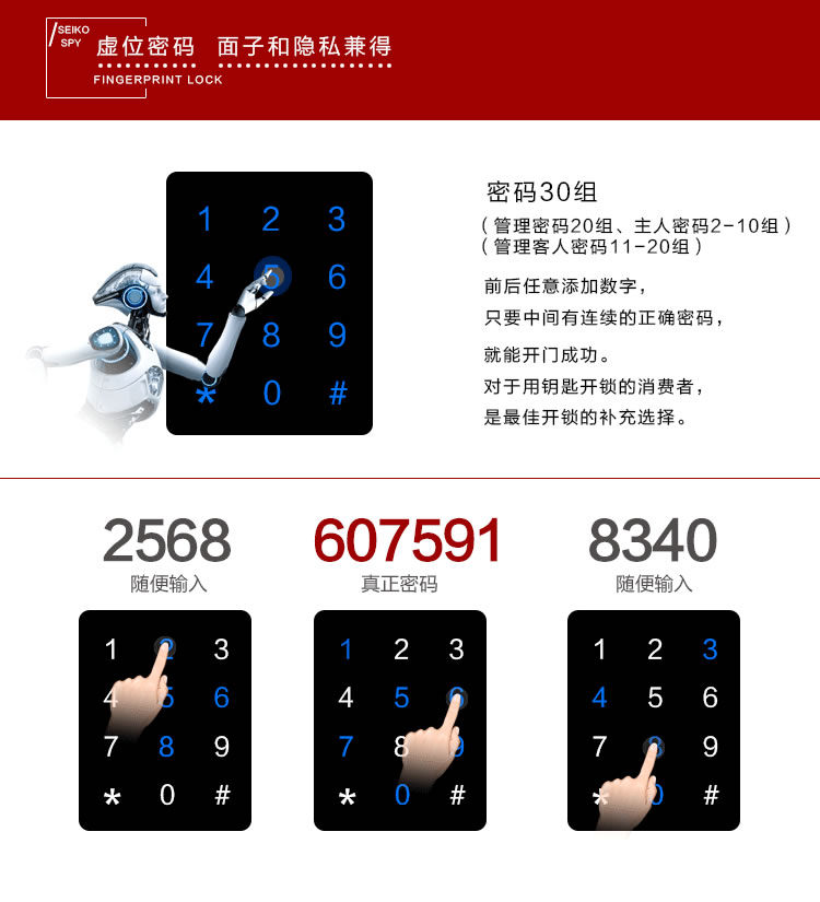 玉蛟龍智能門鎖 智能鎖防窺視輸入、半導體/光學指紋傳感器