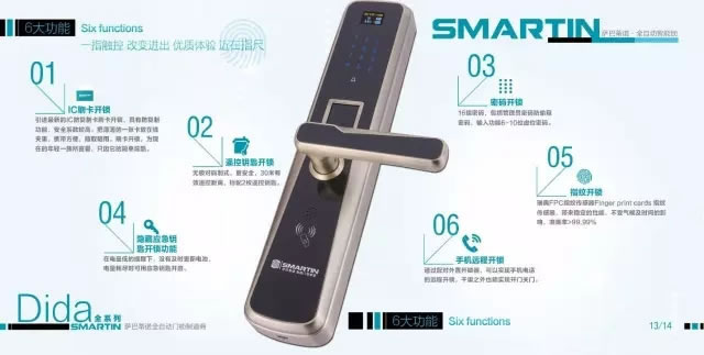 薩巴蒂諾指紋鎖全自動智能鎖 紅外感應 電子密碼鎖