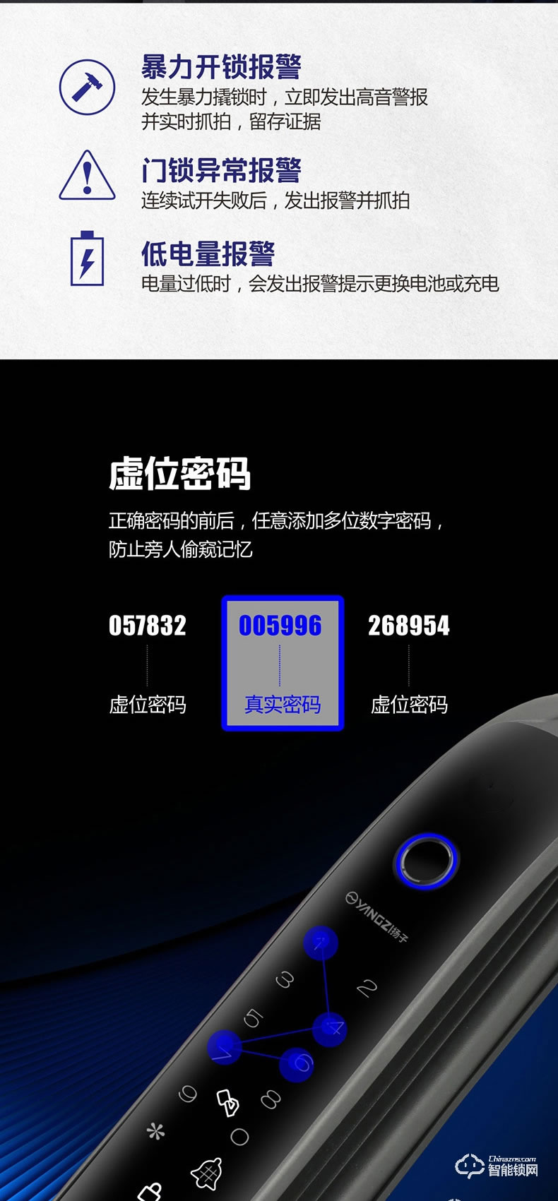揚(yáng)子智能鎖 QT2家用防盜門防貓眼密碼鎖