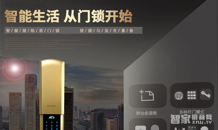 智能屋智能鎖 家用指紋密碼鎖(麗都金)