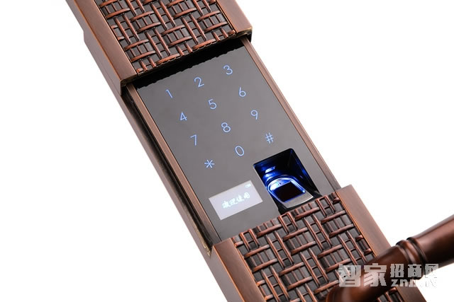 艾棲防盜家用指紋鎖 復(fù)古指紋密碼鎖 純銅滑蓋指紋鎖