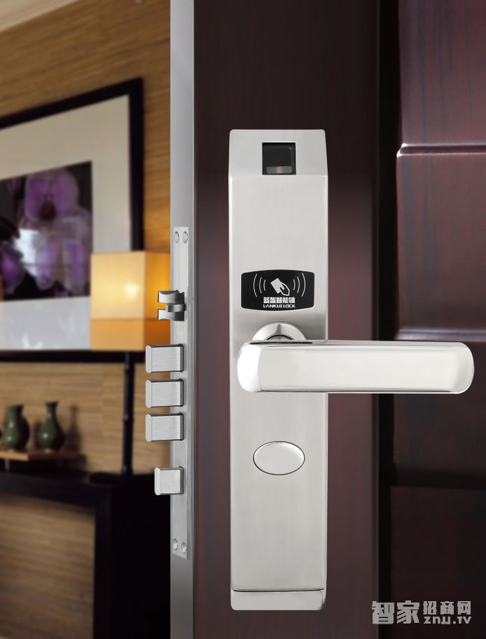 藍盔指紋刷卡鎖 不銹鋼公寓門鎖