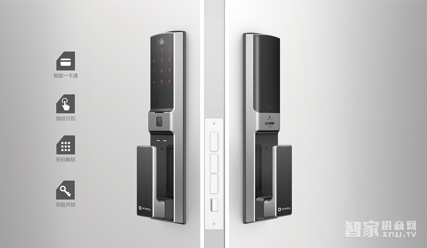 紐威爾指紋鎖 智能鎖土豪金、三種開鎖方式/6大核心功能