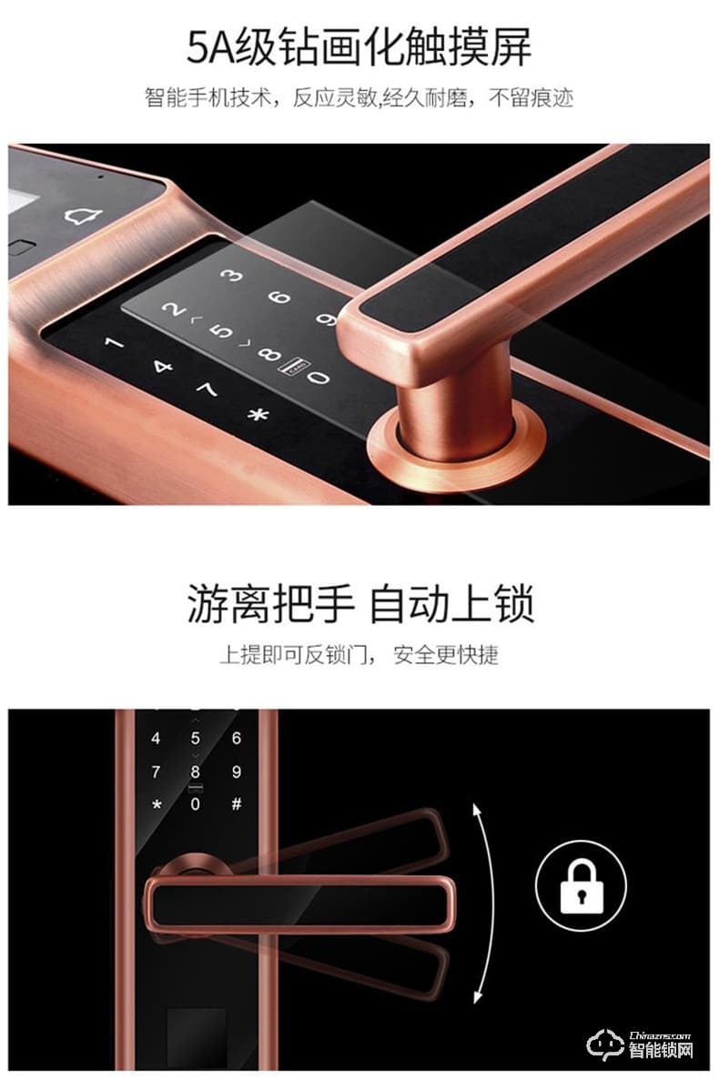 朗菲智能鎖 家用防盜門監控攝像頭電子鎖