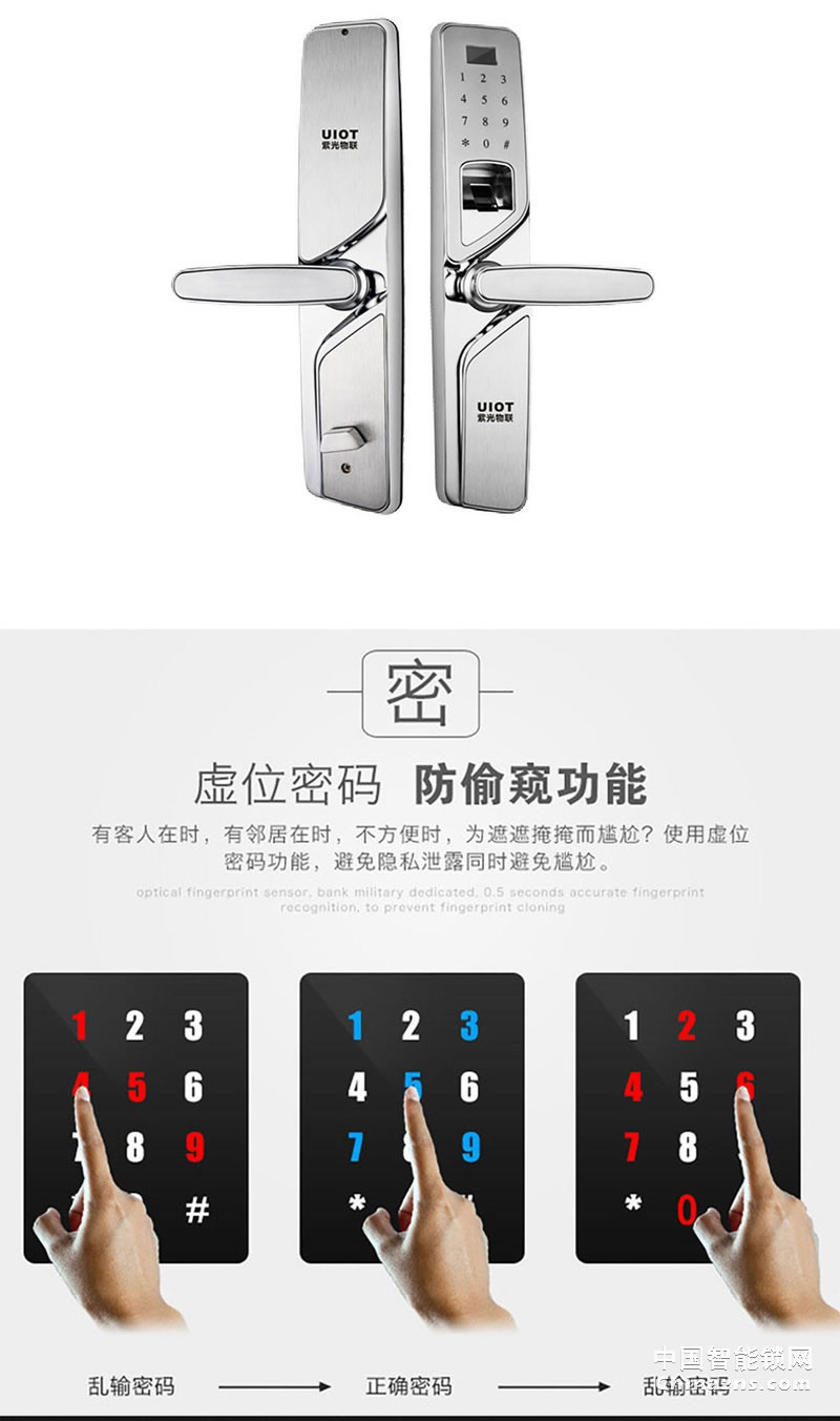 uiot超級(jí)智慧家 紫韻系列智能門鎖 防盜門木門感應(yīng)密碼鎖