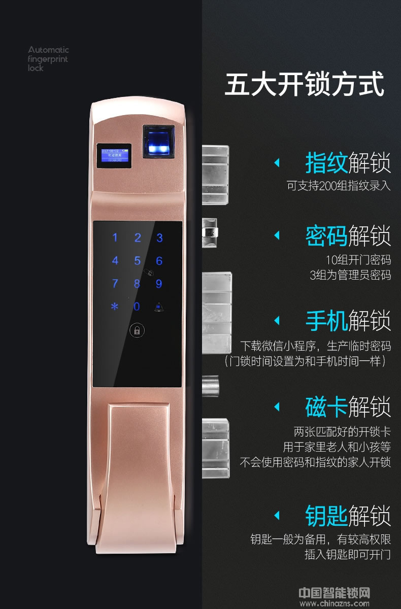 榮心智能鎖 防貓眼開啟指紋密碼鎖 全自動智能鎖