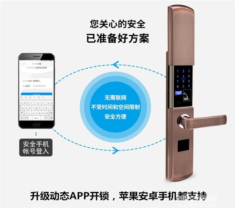 云領高端家用電子密碼鎖 滑蓋指紋鎖