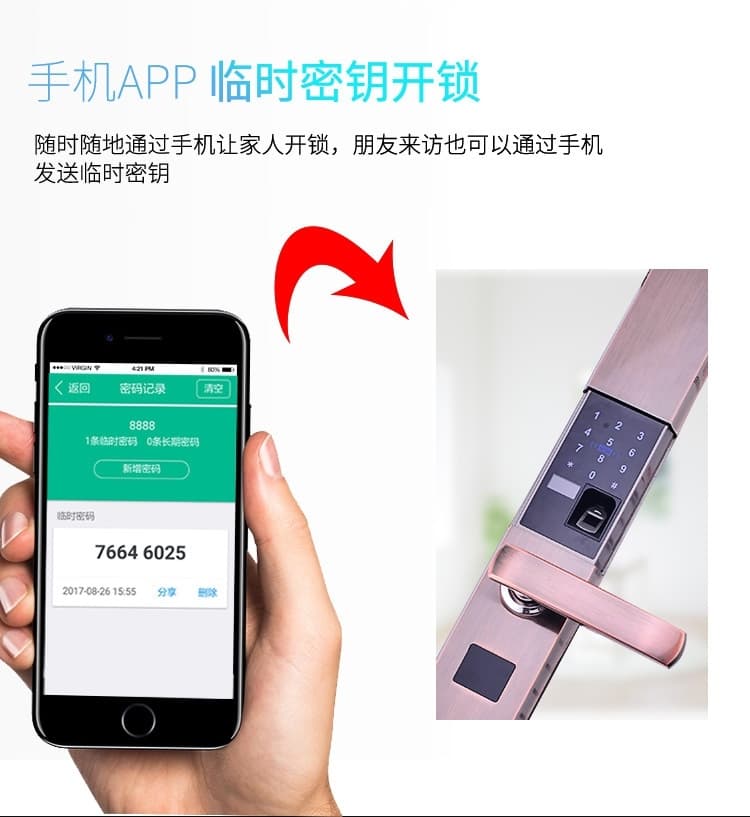 納日維智能鎖 滑蓋五合一指紋鎖 遠程操控智能鎖