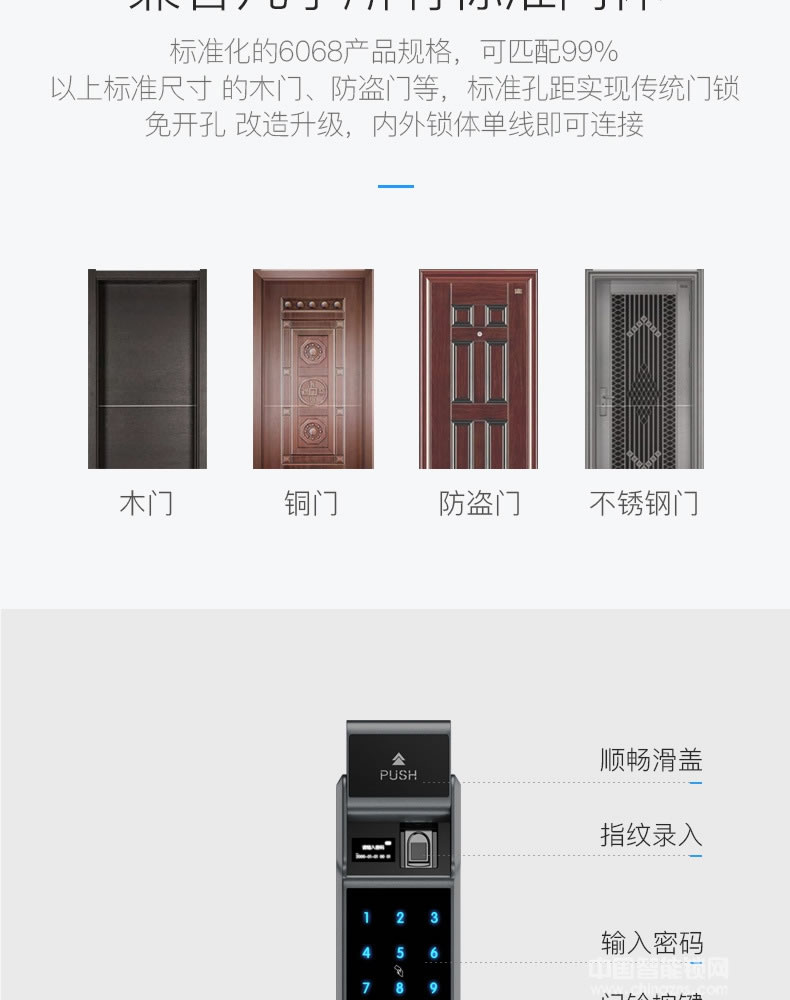 克諾雷智能鎖 APP遠程防撬智能鎖 推拉式滑蓋指紋鎖