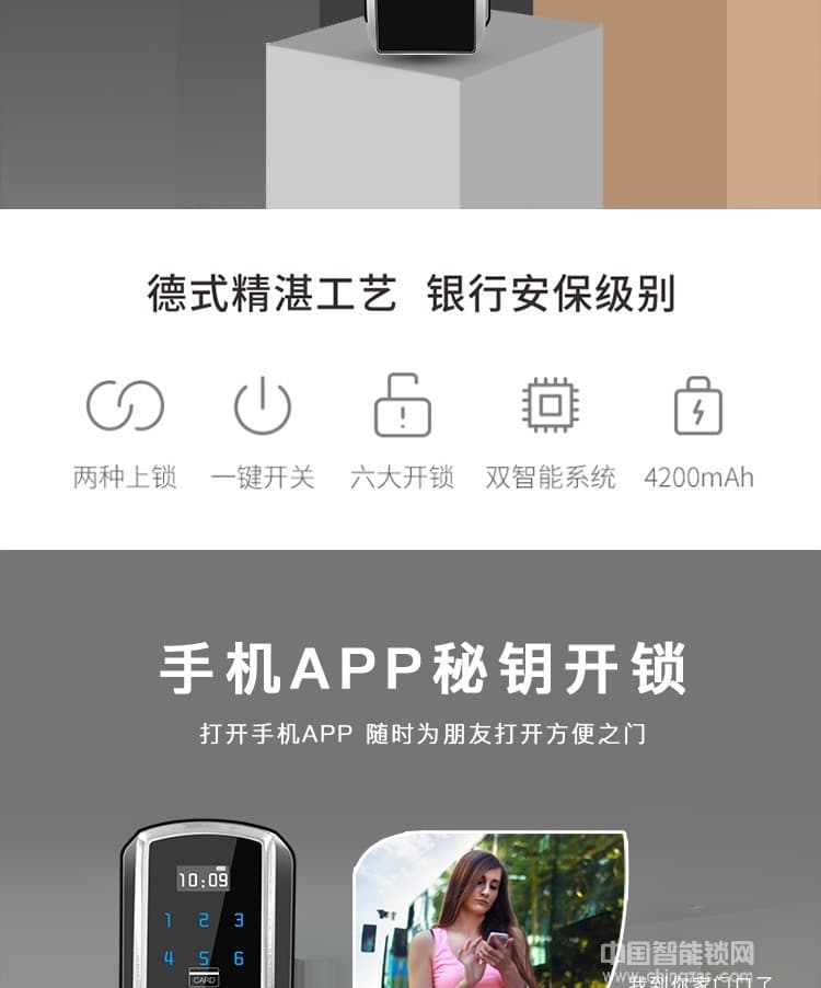 克諾雷智能鎖 鋅合金全自動(dòng)指紋鎖 半導(dǎo)體指紋密碼鎖