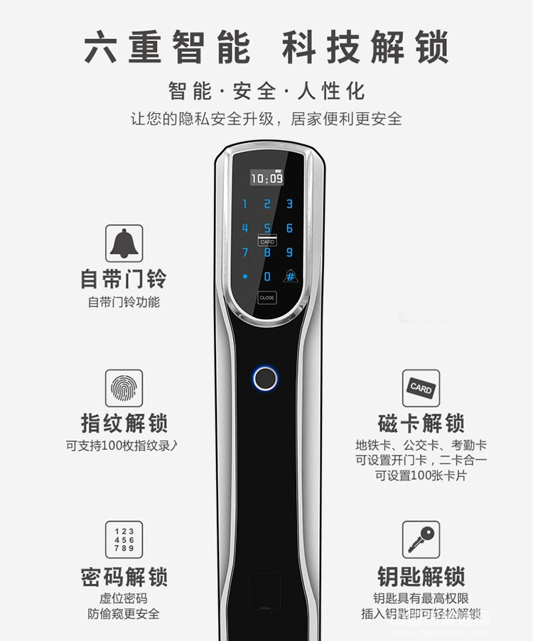 克諾雷智能鎖 鋅合金全自動(dòng)指紋鎖 半導(dǎo)體指紋密碼鎖