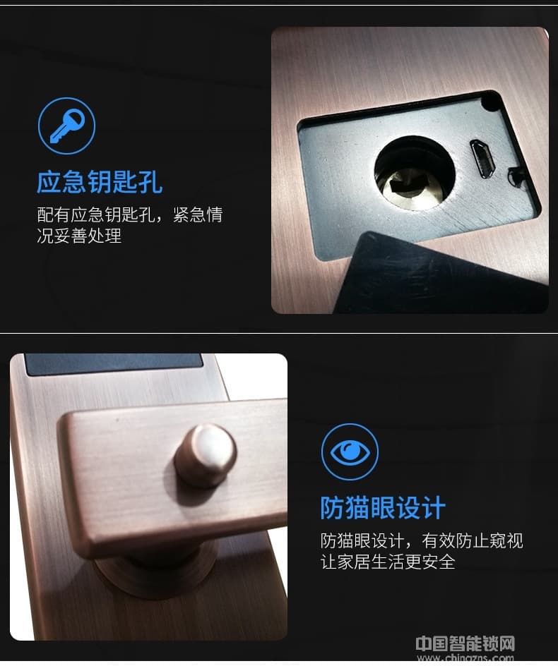 黑將軍指紋鎖 家用電子防盜門鎖 磁卡密碼指紋鎖