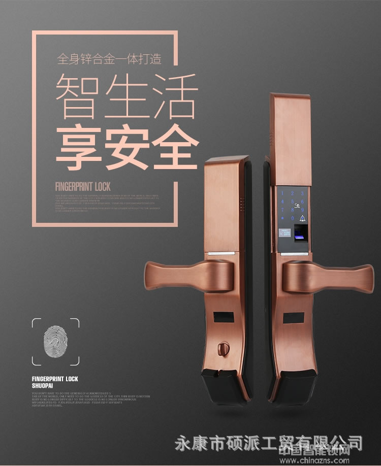 碩派手機(jī)遠(yuǎn)程電子鎖 家用防盜門指紋鎖