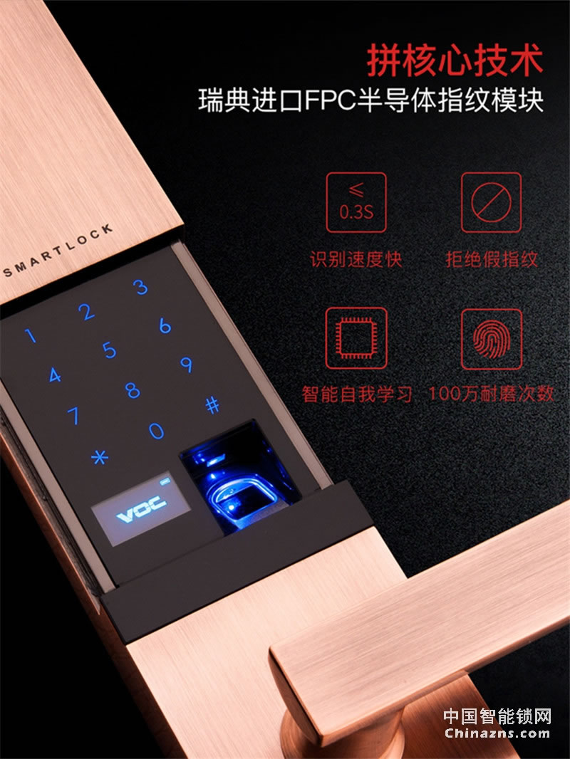 VOC指紋鎖T77F 通用型全自動電子密碼鎖