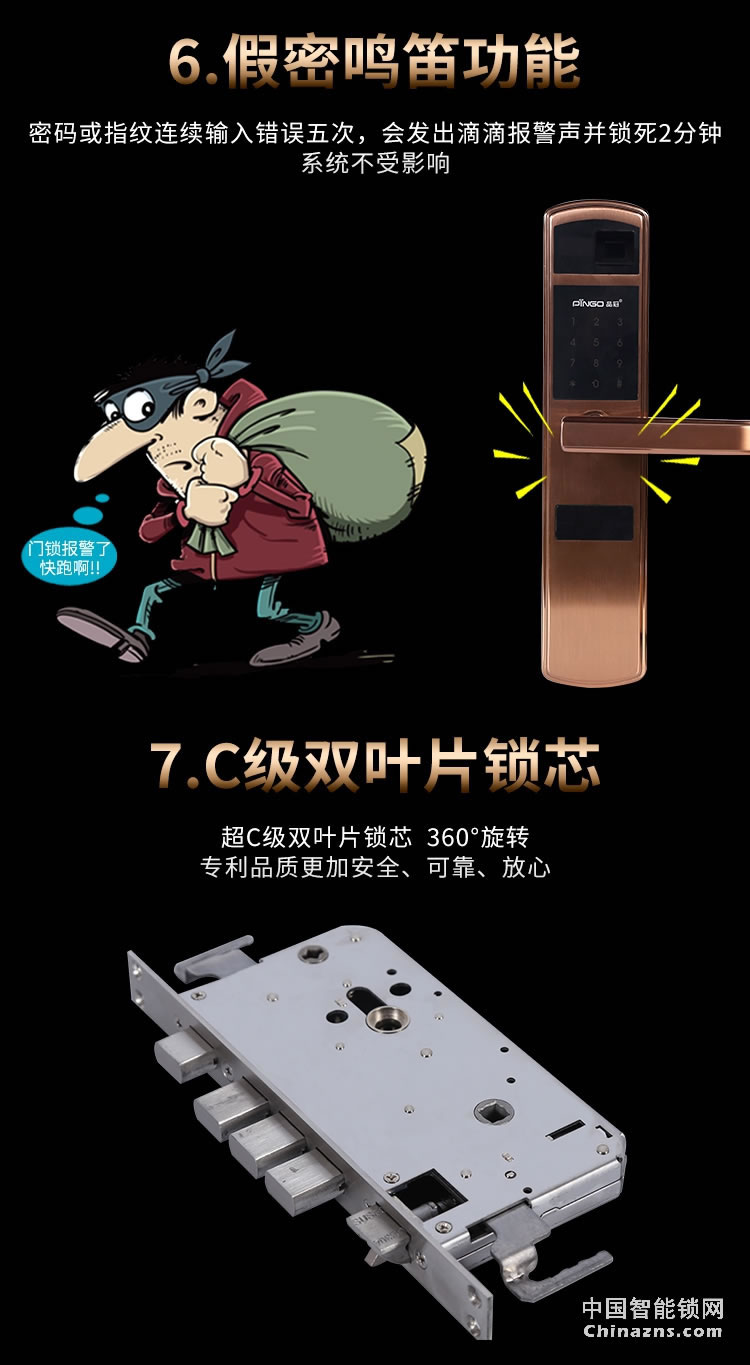 榮事達品冠智能門鎖靈睿系列 304不銹鋼指紋鎖