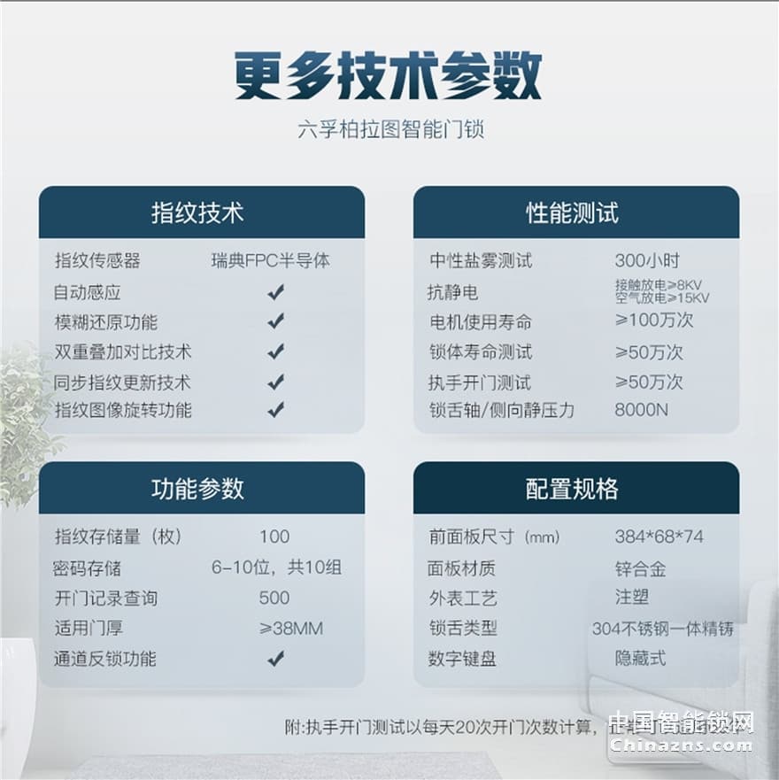 六孚指紋鎖 柏拉圖指紋防盜鎖 自動(dòng)鎖門/觸摸翻蓋/遠(yuǎn)程微信開(kāi)門