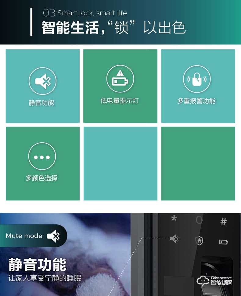 飛利浦智能鎖 7200滑蓋式家用防盜門電子鎖