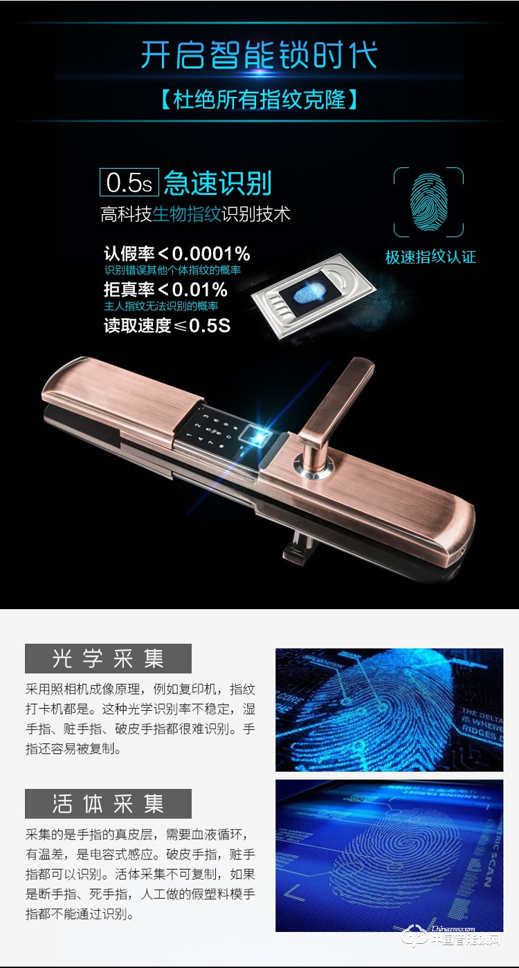 伊派爾滑蓋指紋鎖 智能門鎖電子鎖 防盜門智能鎖