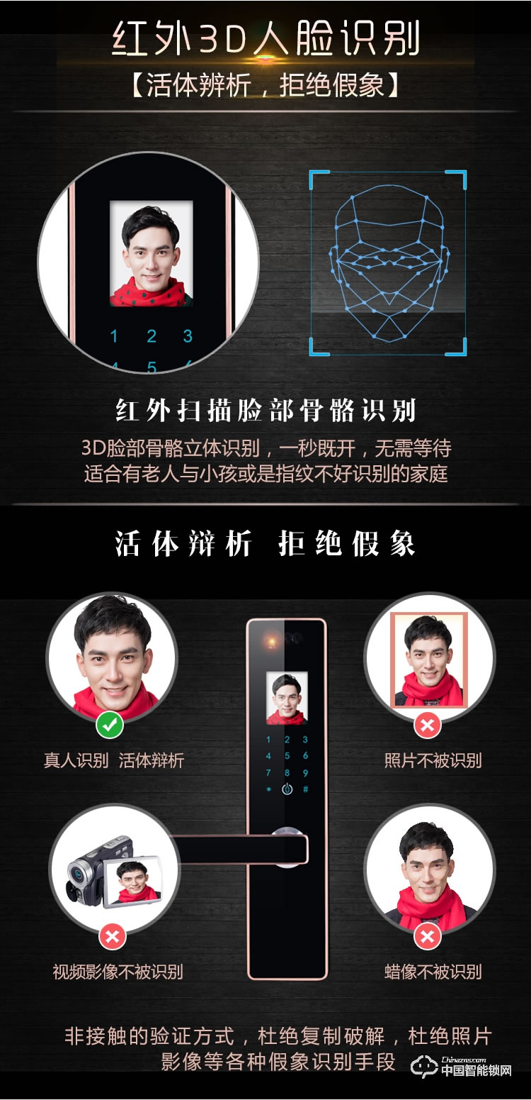 伊派爾人臉識別鎖 掌靜脈識別鎖指紋鎖密碼鎖鑰匙鎖