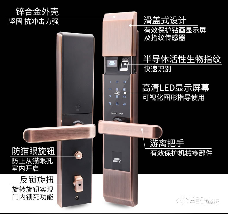 固特智能鎖 指紋鎖家用防盜門鎖電子密碼鎖刷卡感應(yīng)鎖