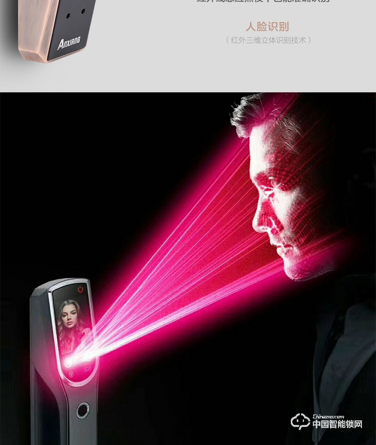 安享指紋鎖 人臉識別智能鎖 家用防盜電子密碼鎖