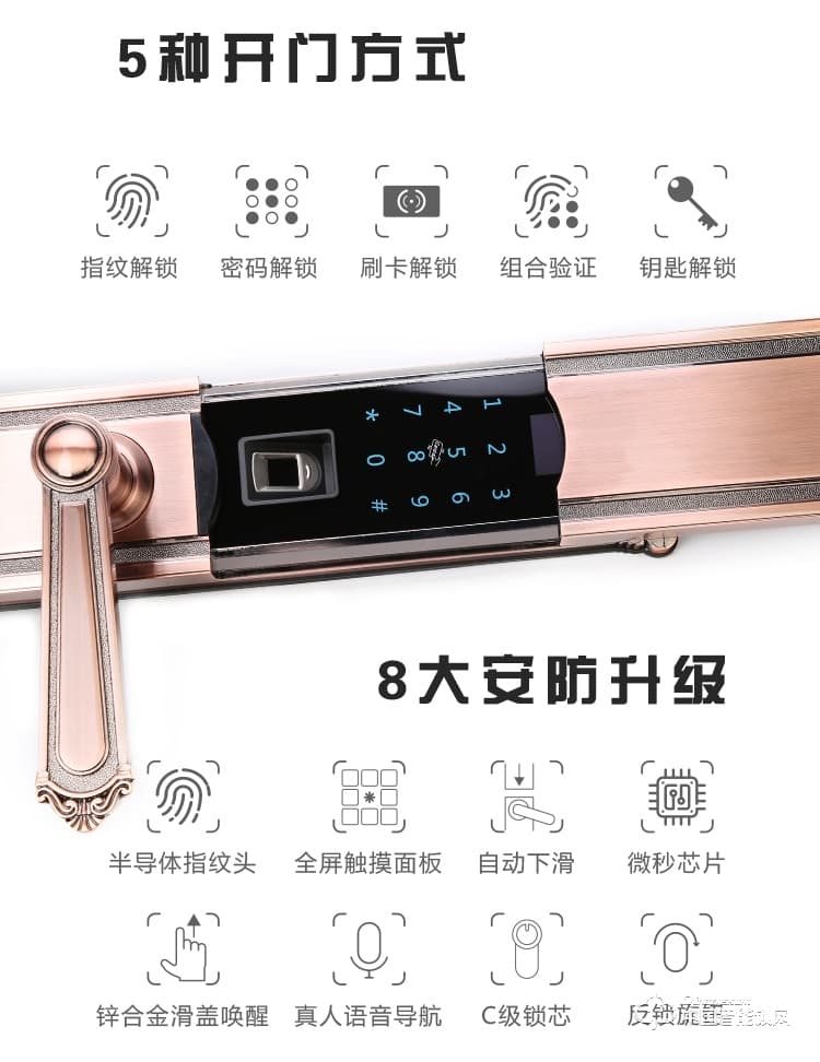 新念智能鎖 別墅指紋密碼鎖 防盜門刷卡鎖