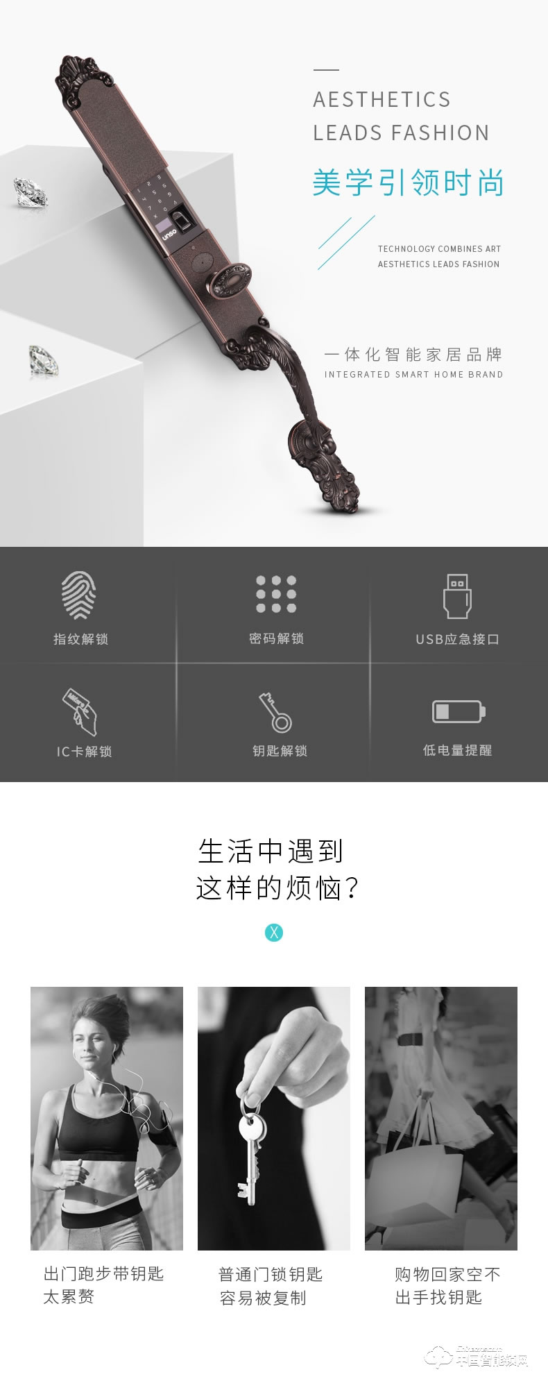 云碩智能鎖 別墅大門鎖純銅智能門鎖磁卡鎖