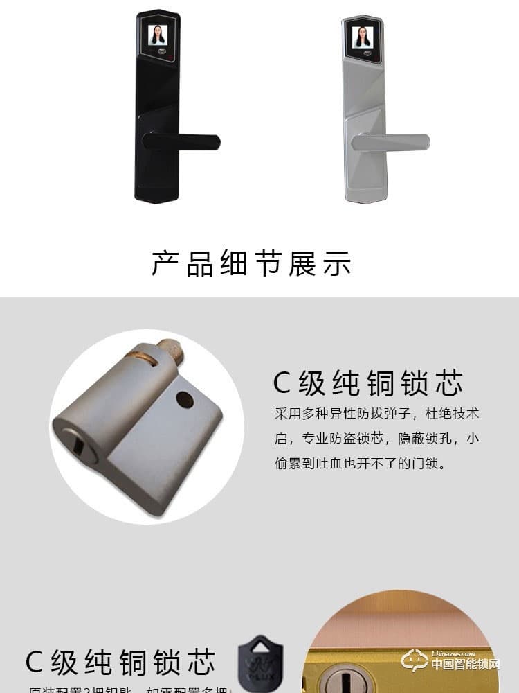 范斯洛克智能鎖 古銅色第二代人臉識別鎖