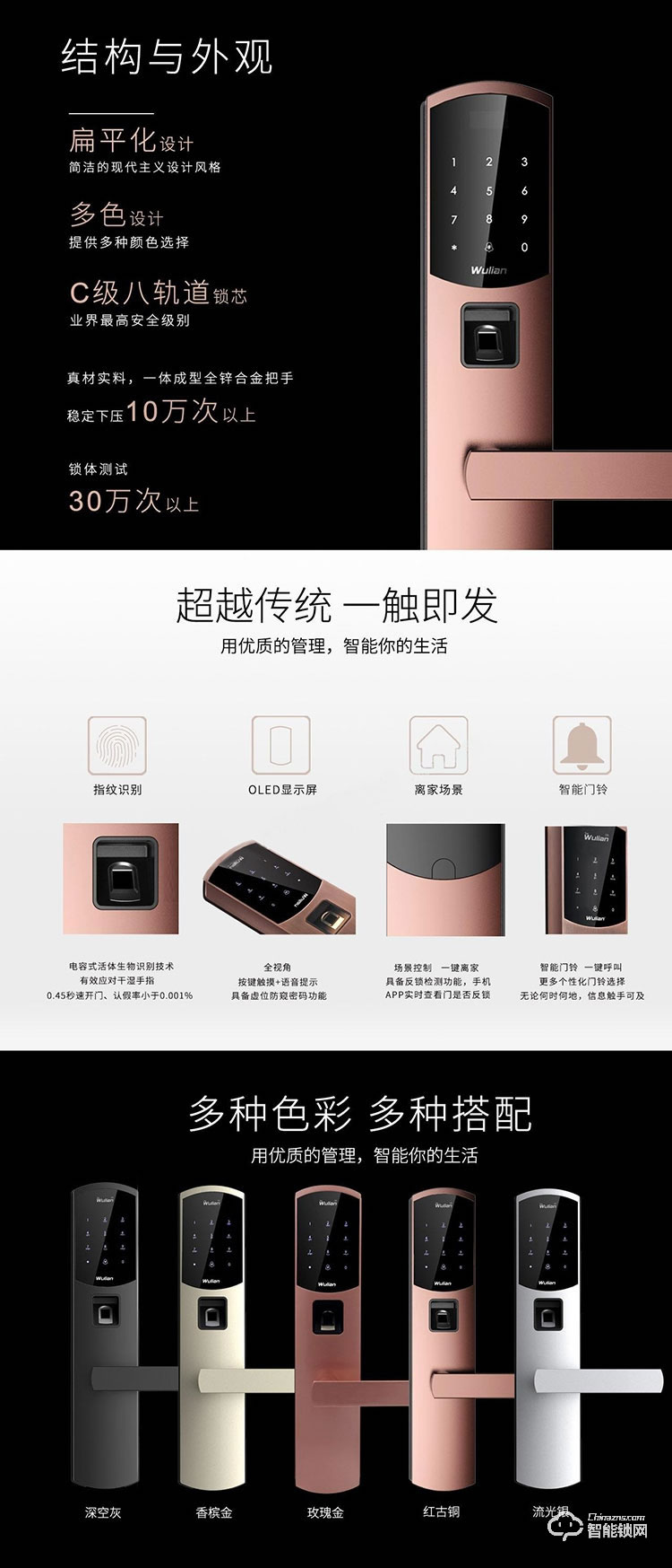 銘港物聯(lián)智能鎖 尊享版智能指紋洞庭湖門鎖套裝