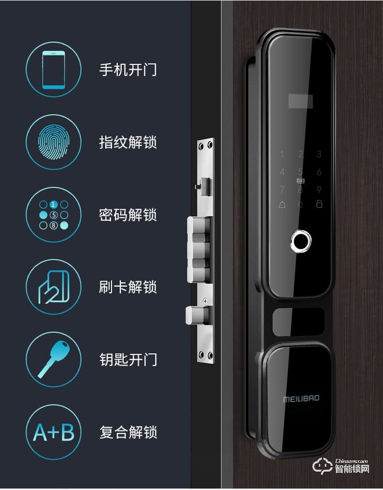 美利保指紋鎖 M8002手機APP入戶門密碼指紋鎖