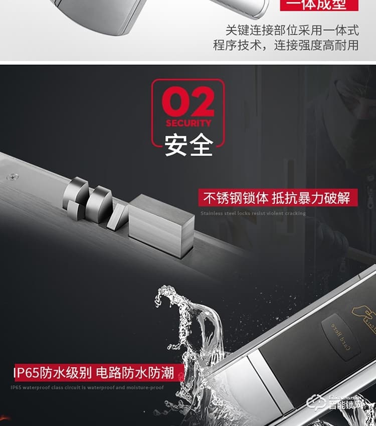 居頂指紋鎖 智能電子感應鎖IC卡鎖磁卡鎖