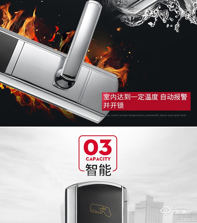 居頂指紋鎖 智能電子感應鎖IC卡鎖磁卡鎖