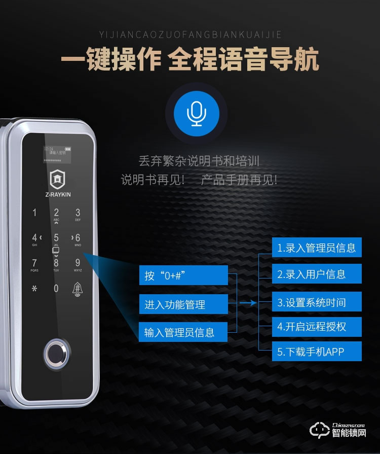 堅(jiān)朗智能鎖 雙門免開孔智能電子密碼鎖