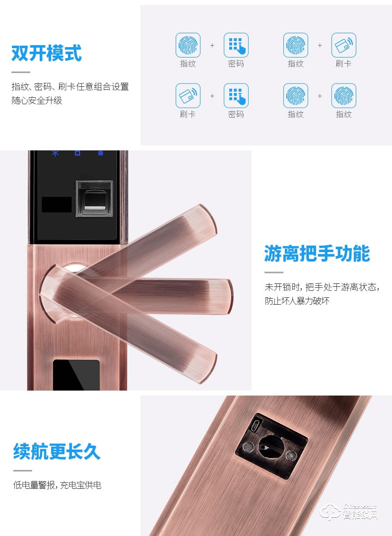 君輝指紋鎖 密碼鎖智能刷卡鎖家用防盜門鎖