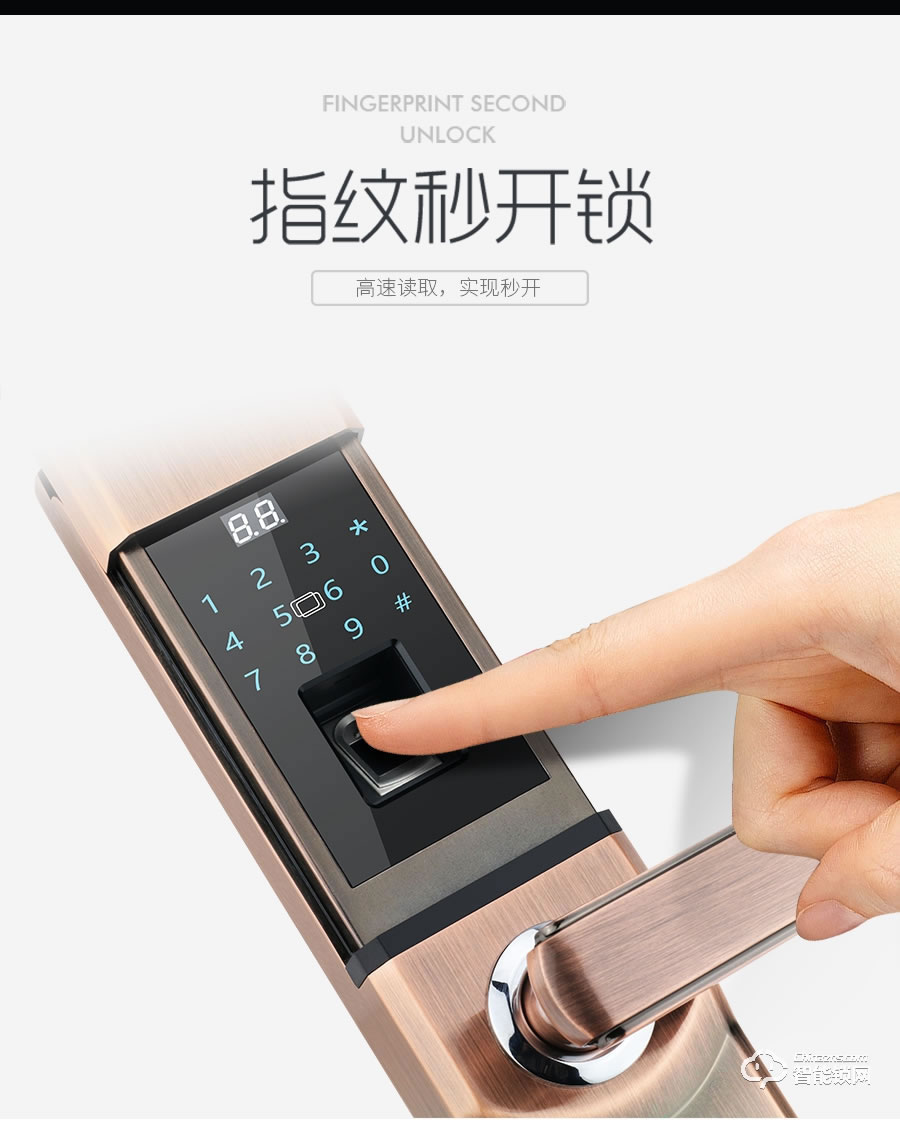 迪威樂智能鎖 D3滑蓋指紋解鎖密碼磁卡APP鎖