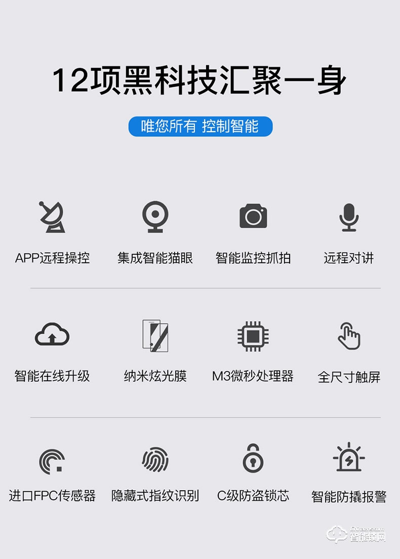 英德曼智能鎖  E3云智能電子貓眼app監控拍照智能鎖