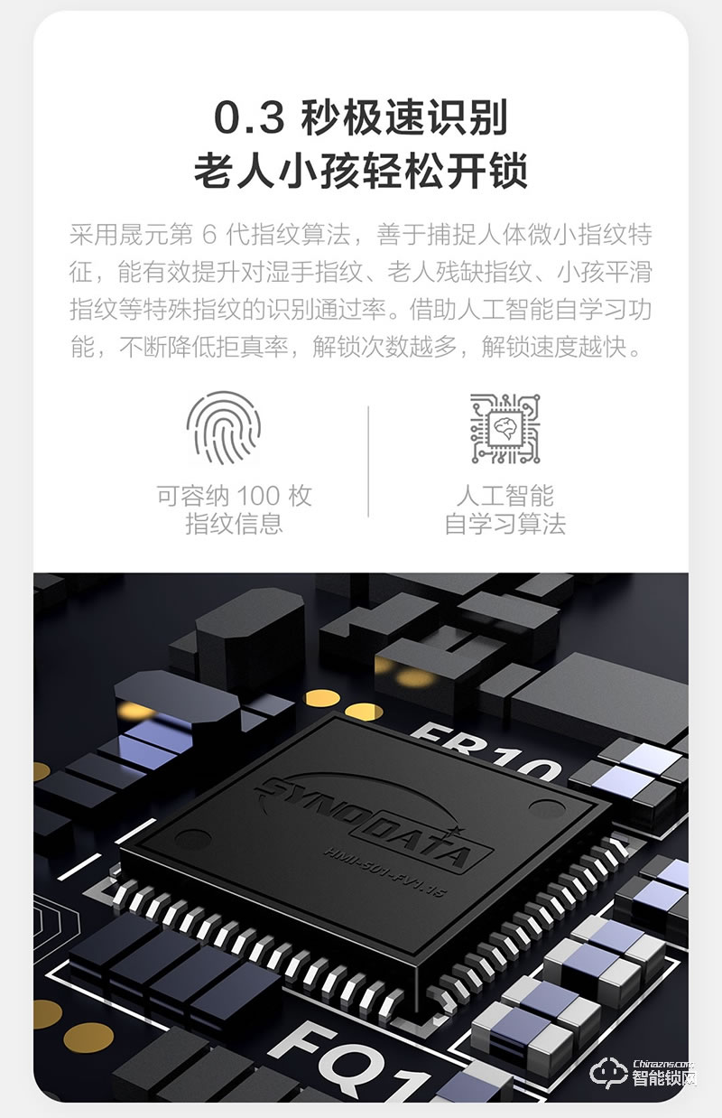 創米小白 C1大指紋鋅合金智能門鎖