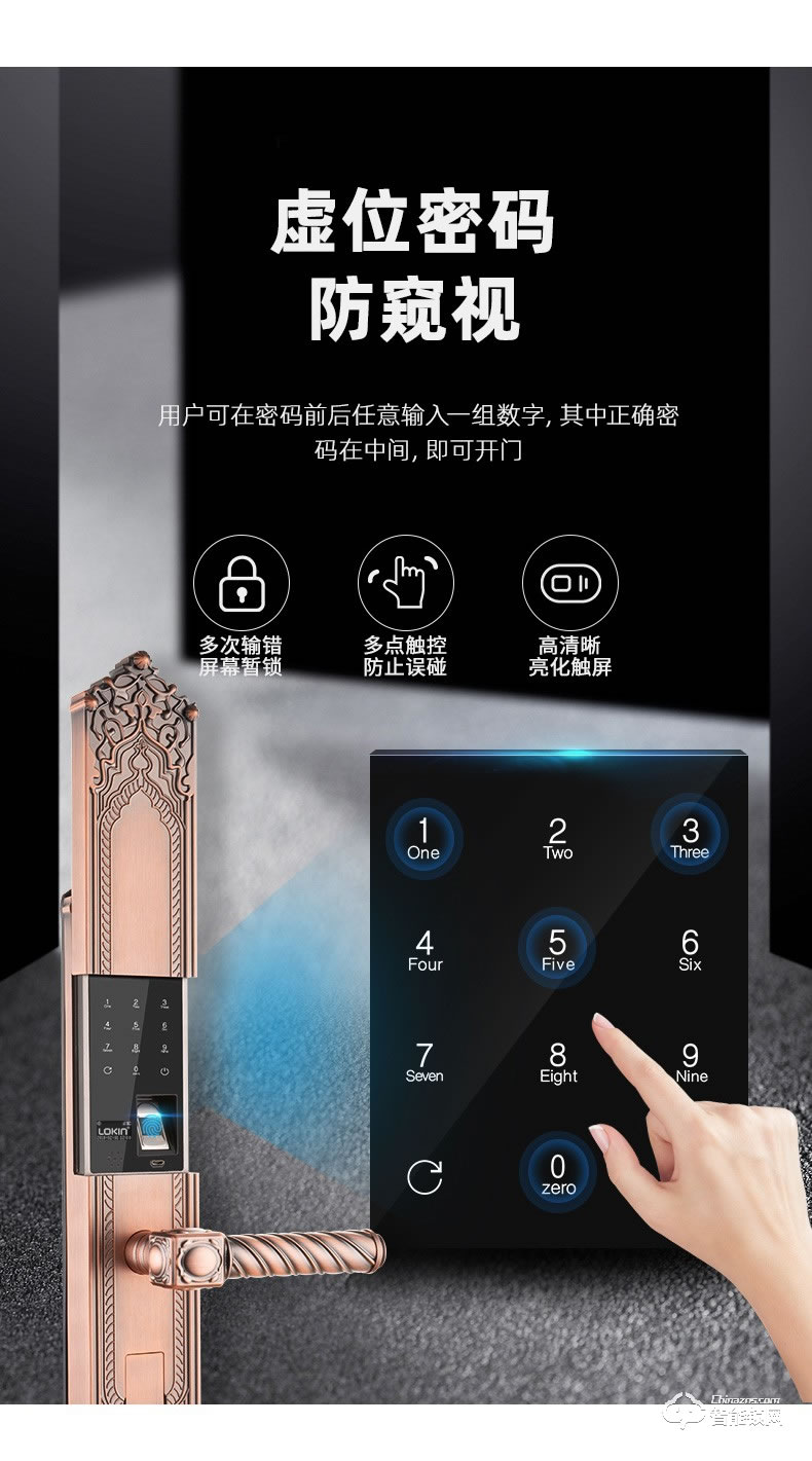 樂肯智能鎖 6609歐式別墅防盜門鎖智能鎖智能鎖