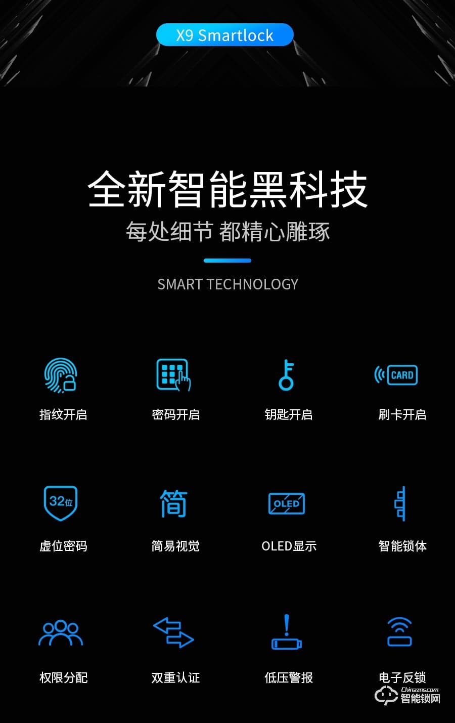 VOC智能鎖 X9全自動家用防盜門安防智能鎖
