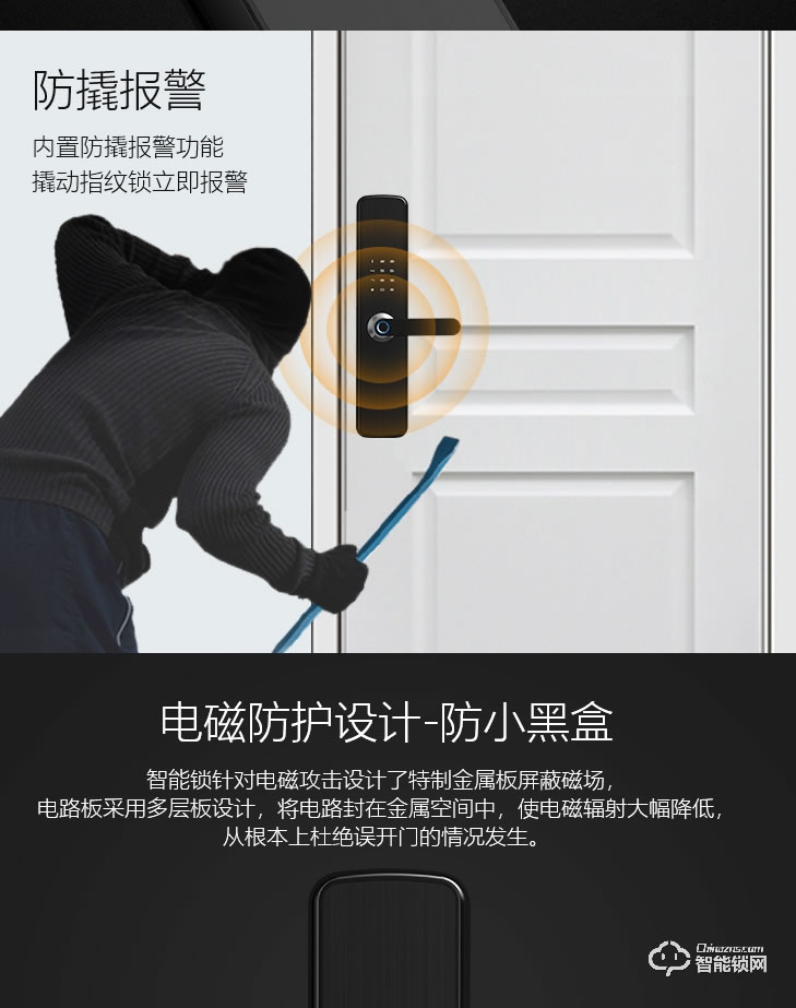 居聯(lián)智能鎖 B2-B電磁防護(hù)活體指紋智能鎖