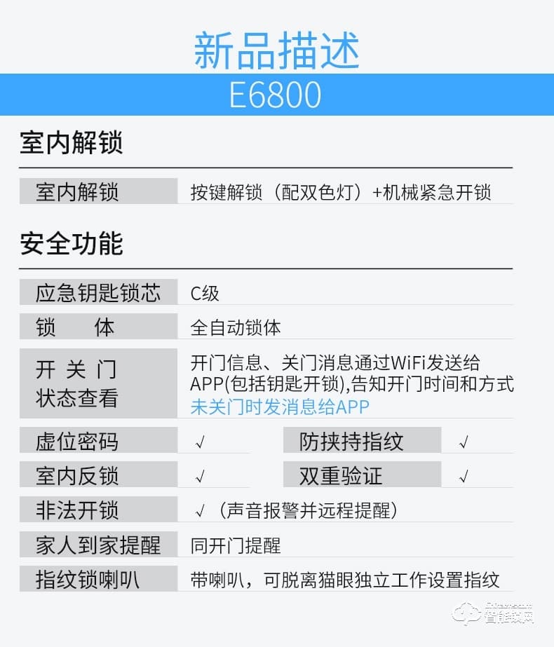 移康智能鎖 E6800全自動家用防盜智能門鎖電子鎖