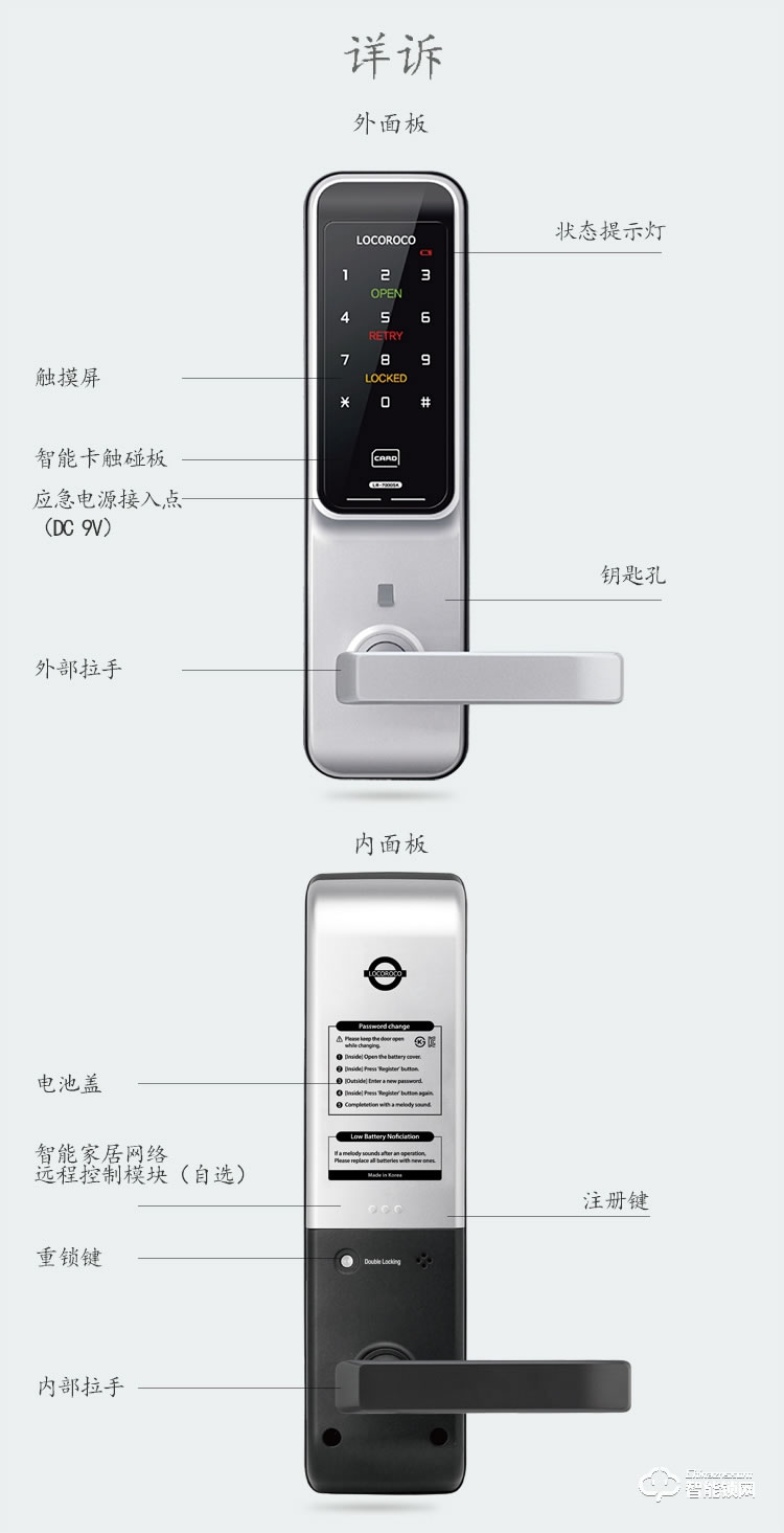 樂扣樂扣智能鎖 LR-7000SK防盜門鎖智能電子鎖