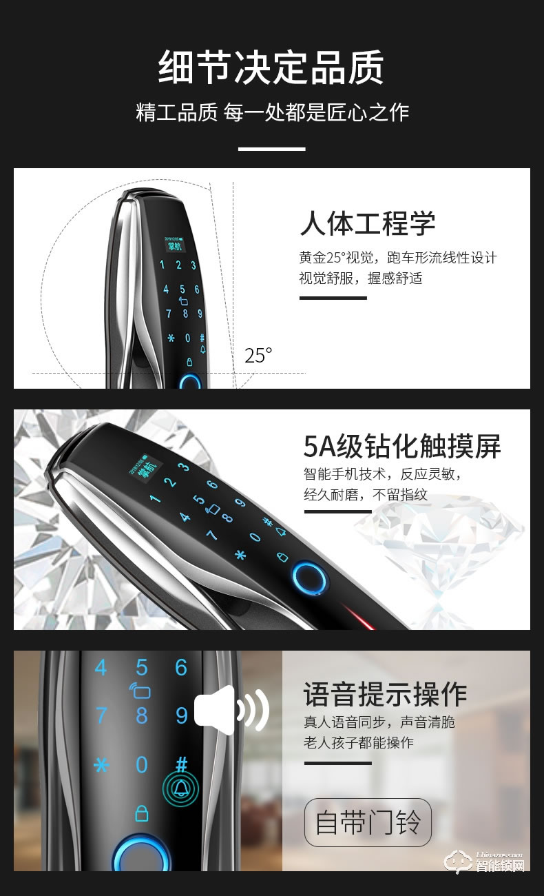 掌航智能鎖 Q8全自動(dòng)智能鎖電子密碼鎖