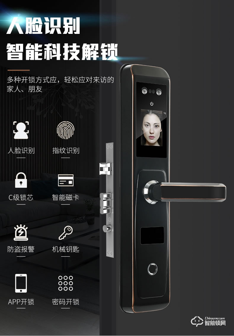 幻侶智能鎖  r2家用防盜門人臉識別智能鎖