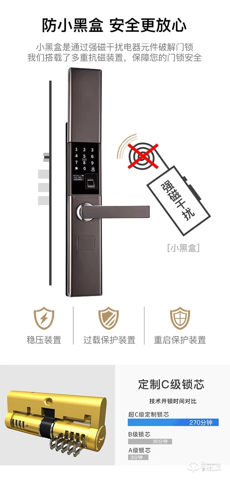 致能家智能鎖 note6s自動滑蓋家用指紋密碼鎖