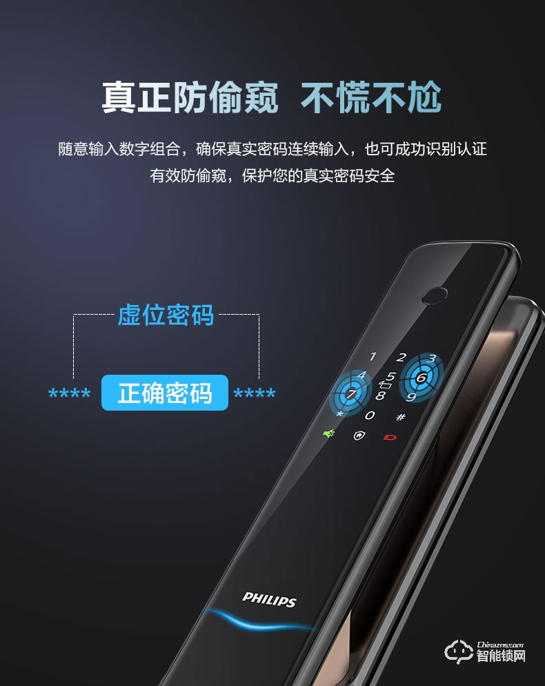 飛利浦智能鎖 9300全自動(dòng)推拉式智能鎖