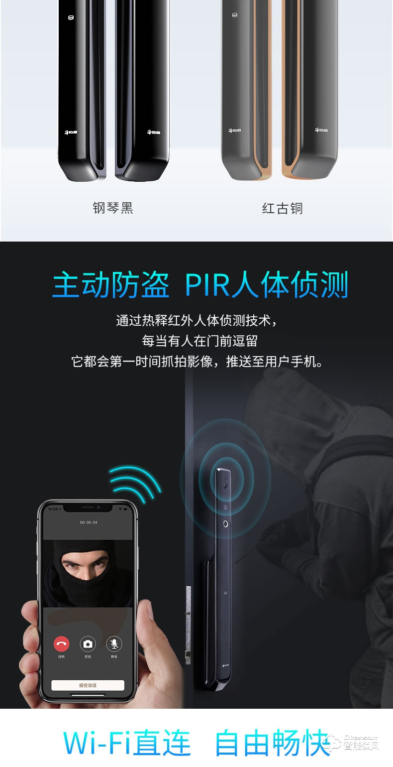 移康智能鎖 E6800貓眼全自動(dòng)家用防盜智能門鎖