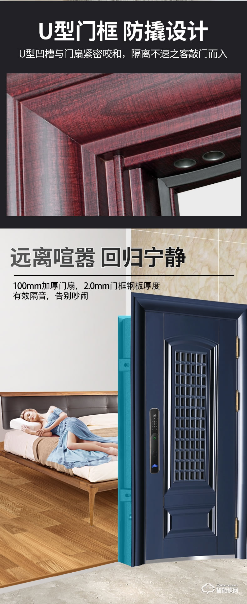 高雅居智能門 GYJ-藍色通風門智能防盜門安全門