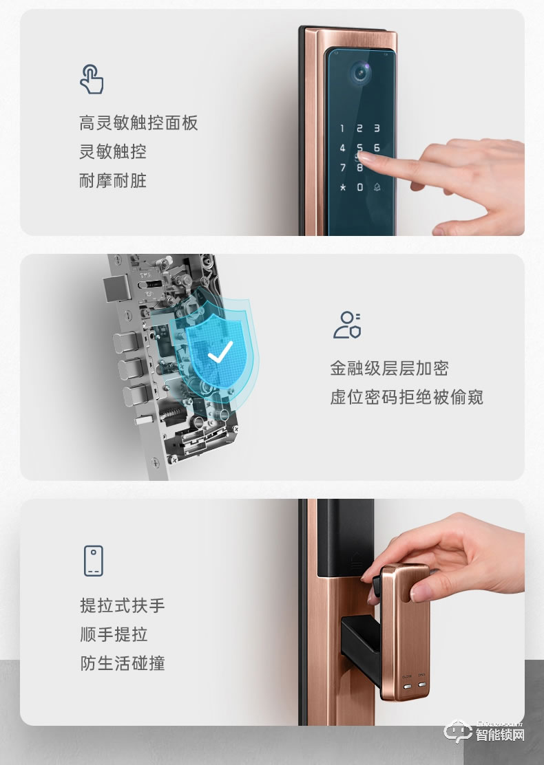 琨山通用智能鎖 D8貓眼可視頻監控智能鎖