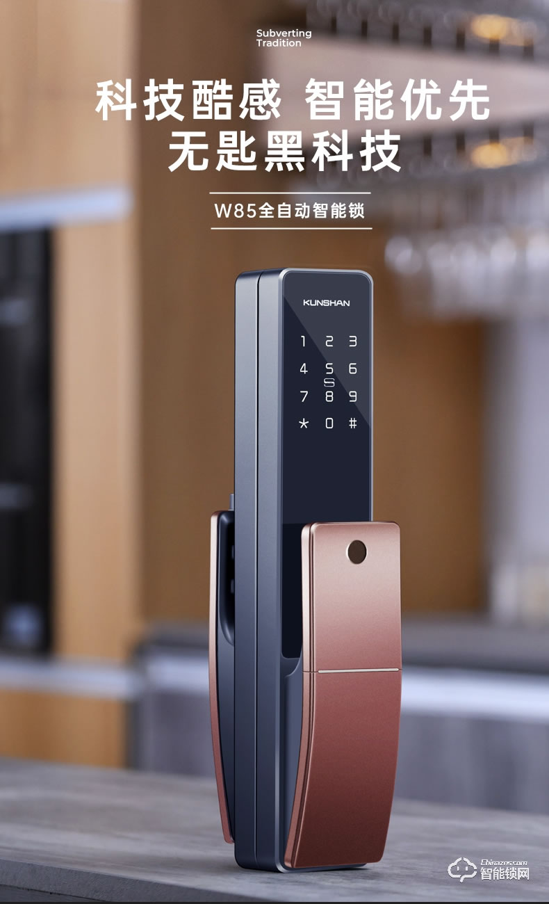 琨山通用智能鎖 W85家用防盜門(mén)木門(mén)全自動(dòng)智能鎖